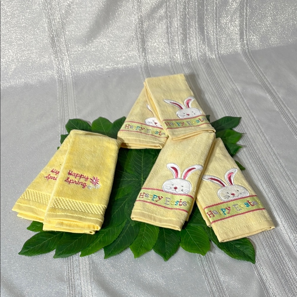Happy Spring Yellow  fingertip towels set of 6